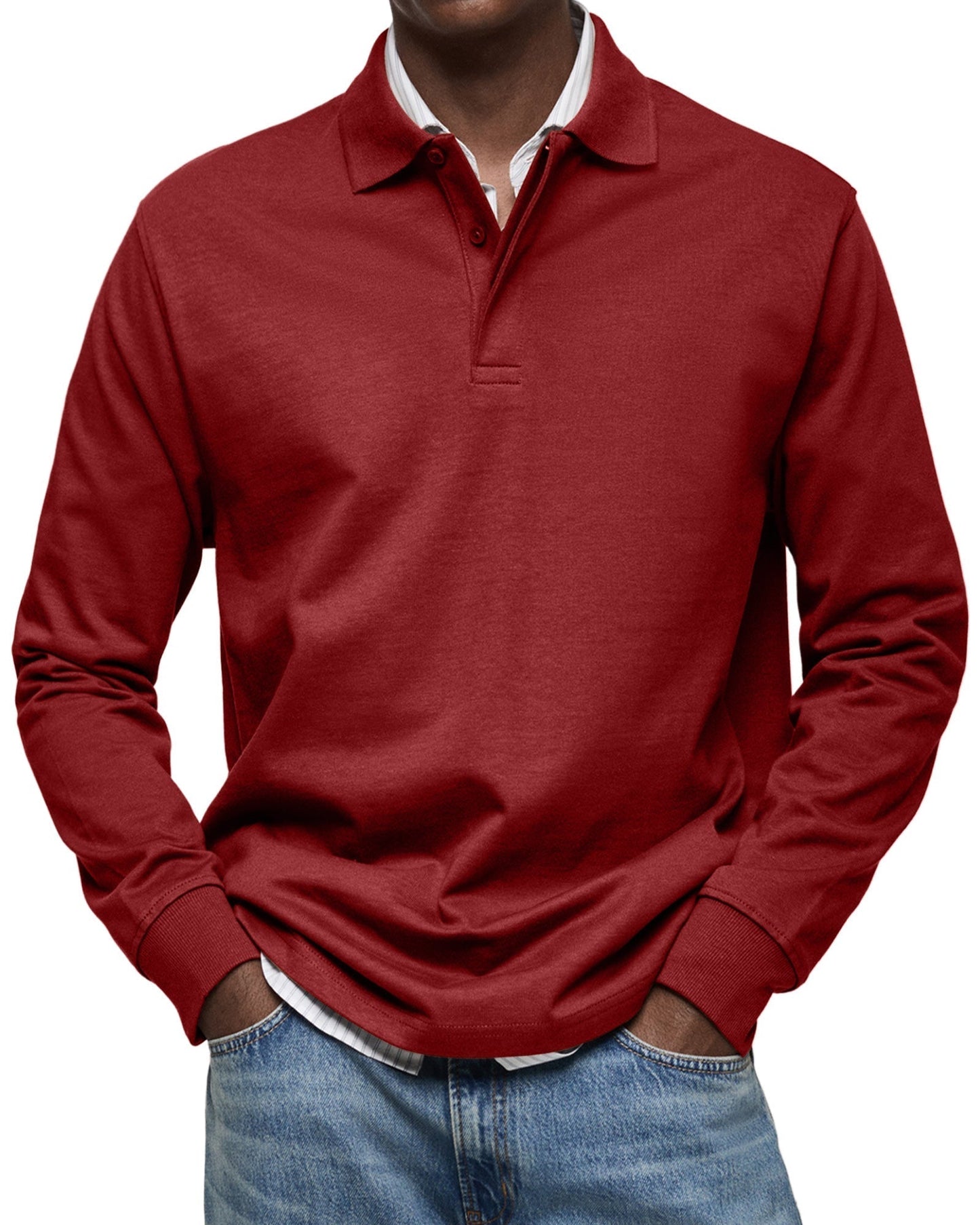 Dewey - Schlichtes Langarm-Poloshirt für Herren