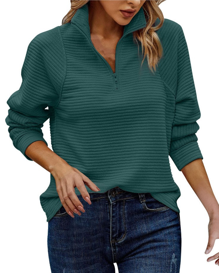 Zinnia - Gerippter Pullover mit Reißverschluss für Damen