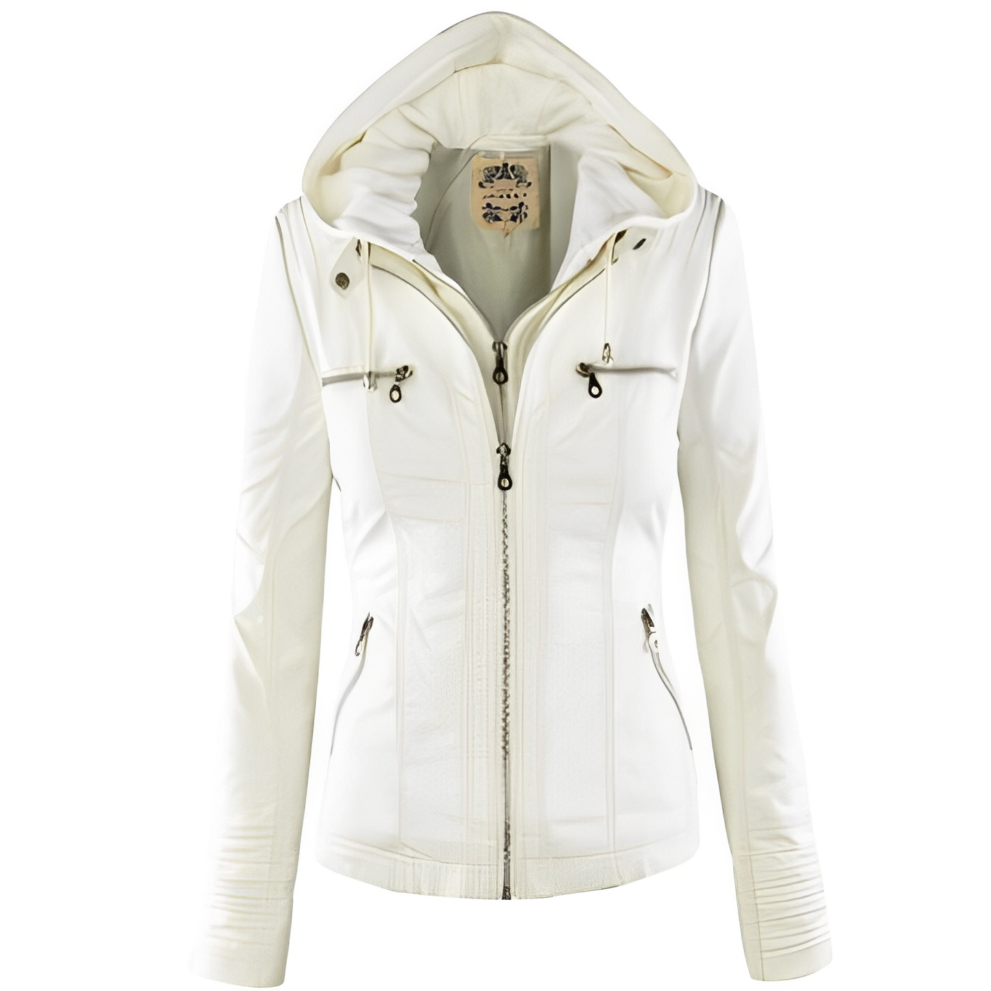Janene - Lässige, wetterfeste Lederjacke mit Kapuze für Damen