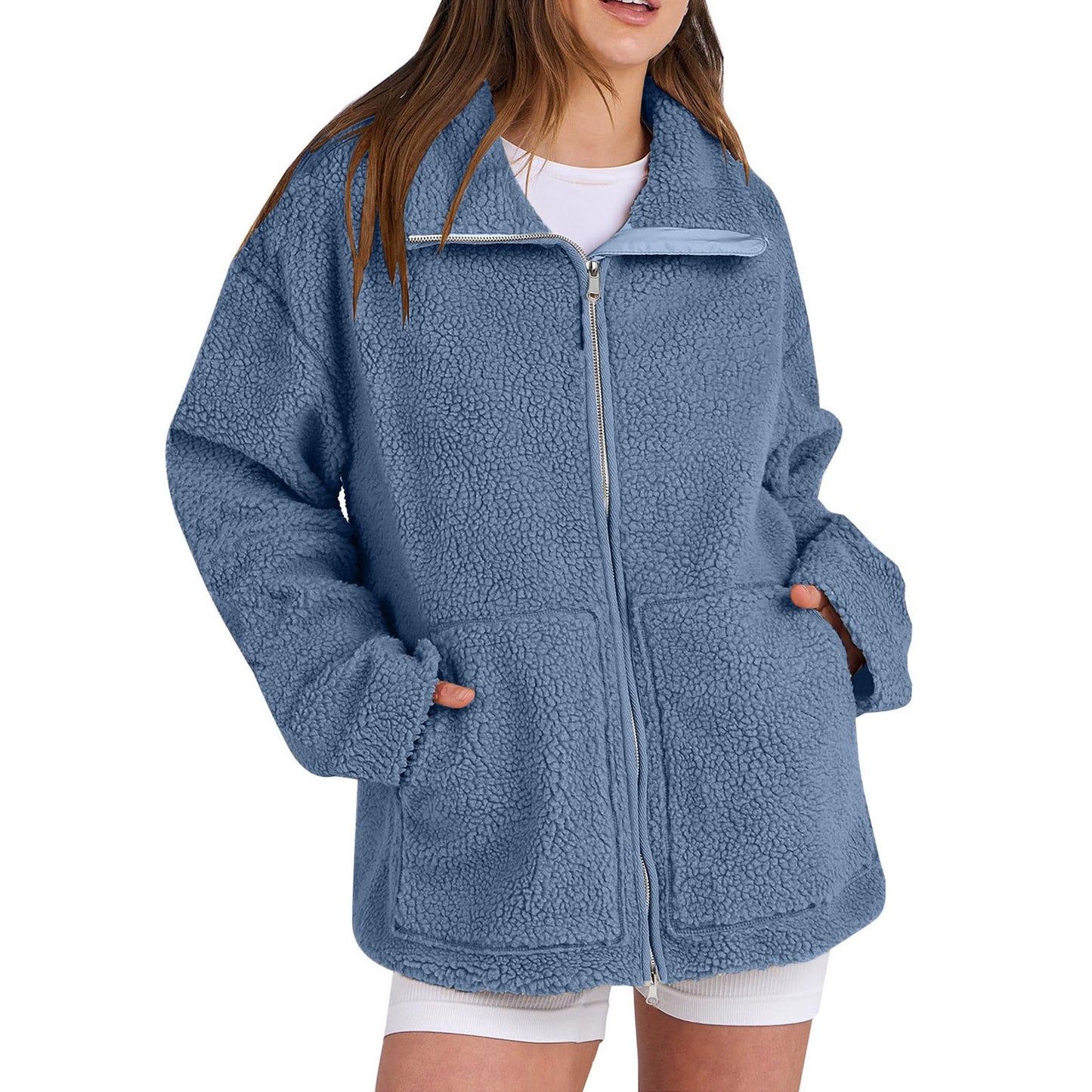 Adamina - Lockerer Wollmantel mit Rollkragen für Damen