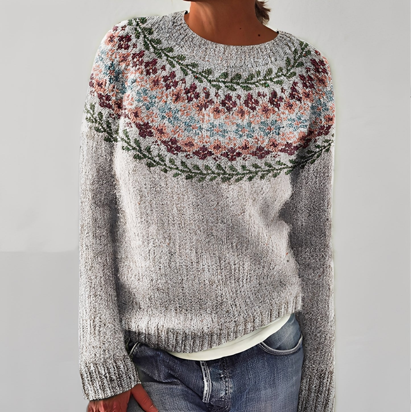 Heather - Klassischer Strickpullover mit Muster für Damen