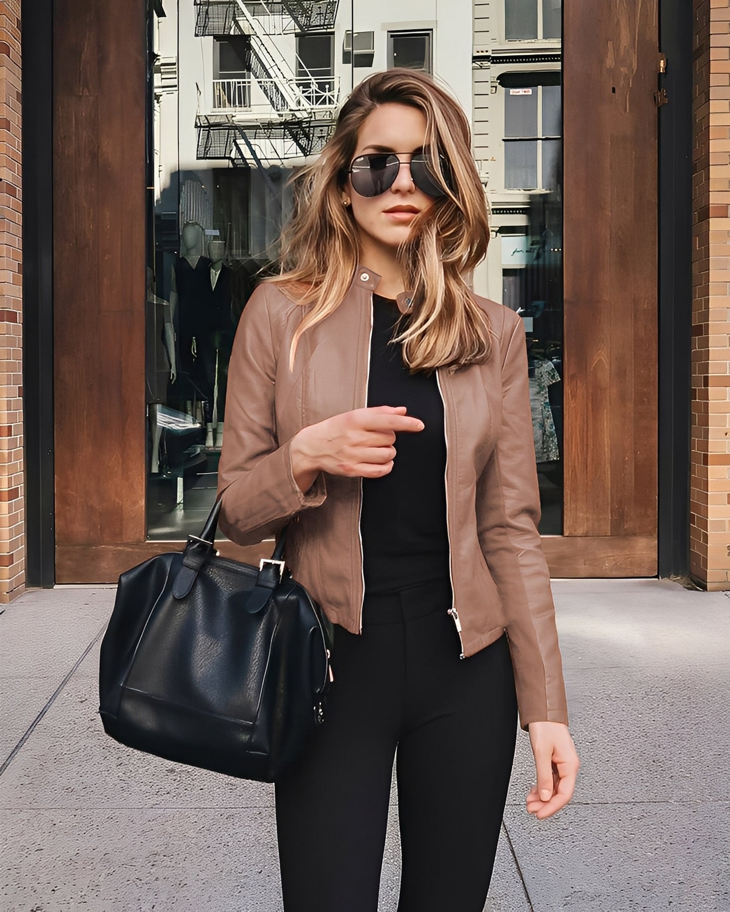 Ashlee - Stilvolle, schmal geschnittene Lederjacke für Damen