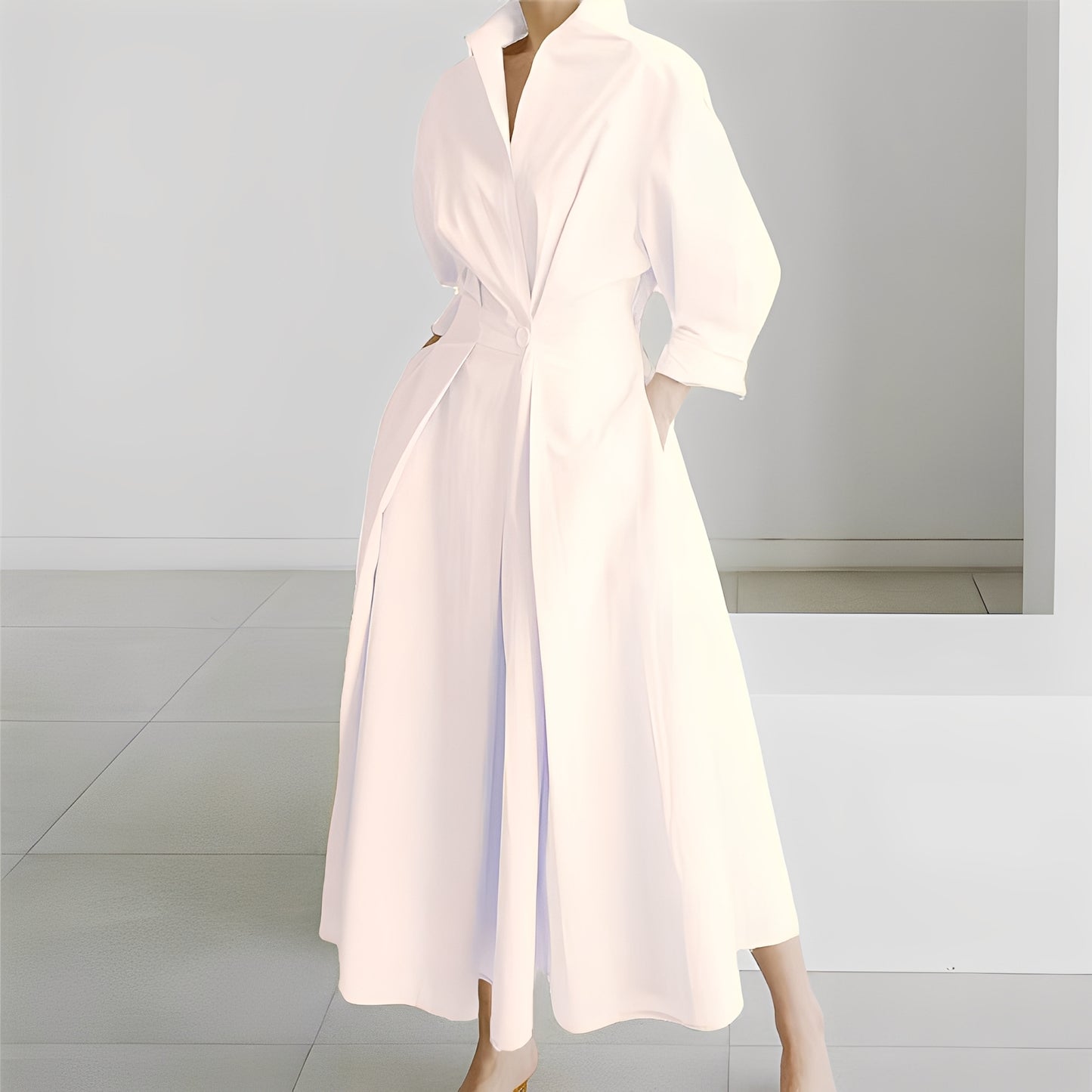 Lavina - Lockeres Langarmkleid mit Taschen für Damen