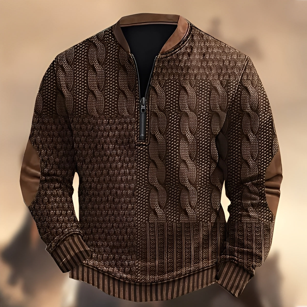 Edmund - Lässiger bedruckter Pullover mit Reißverschluss für Herren