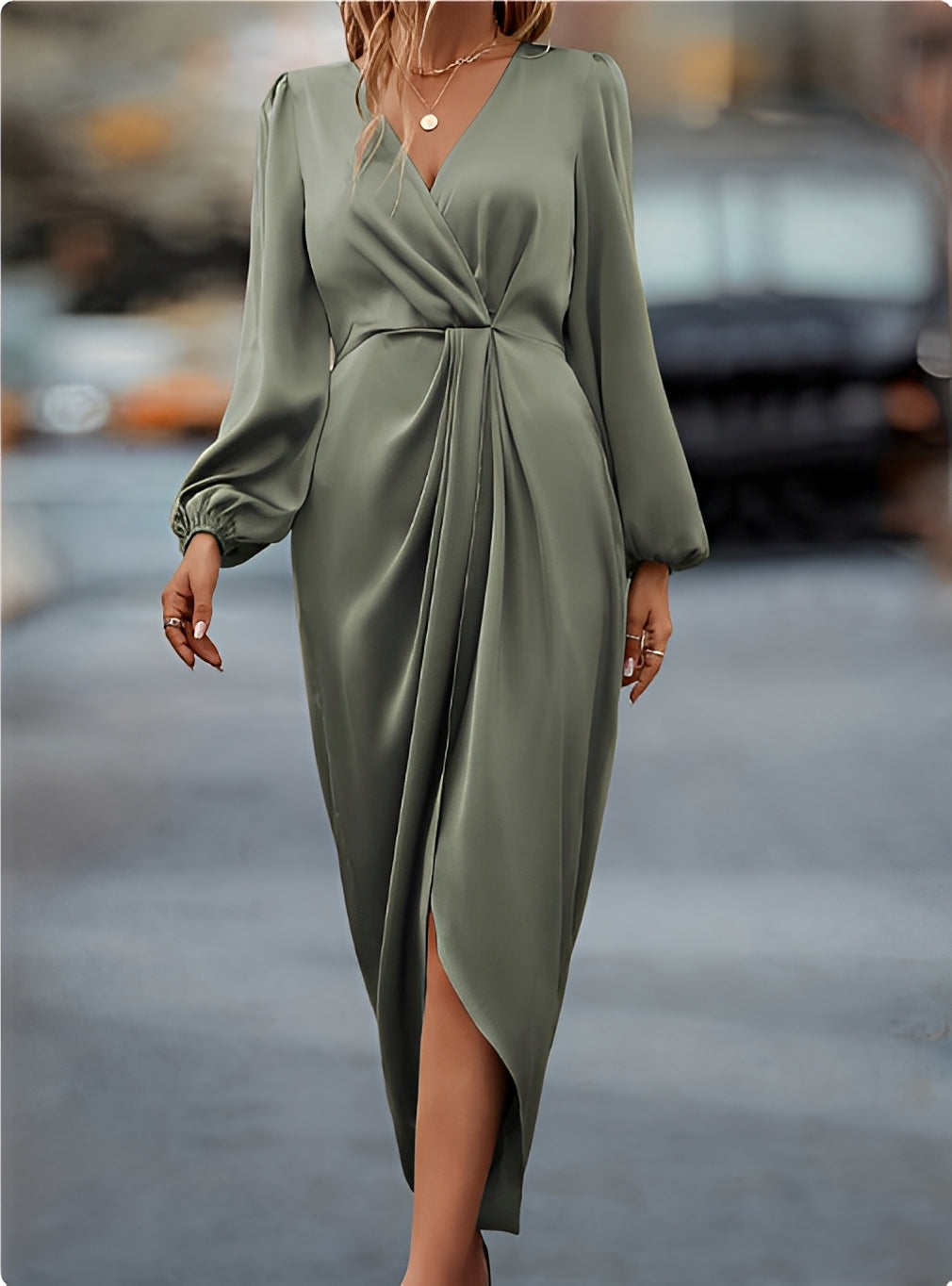 Diantha - Stilvolles Kleid mit geschlitzten Laternenärmeln für Damen