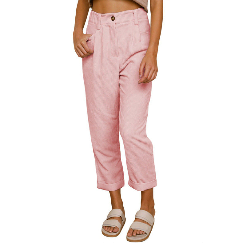 Chelsie - Lässige Cordhose mit hoher Taille für Damen
