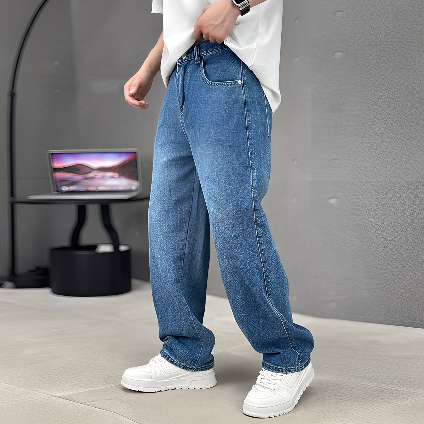 Wendell - Stilvolle Jeans mit weitem Bein für Herren