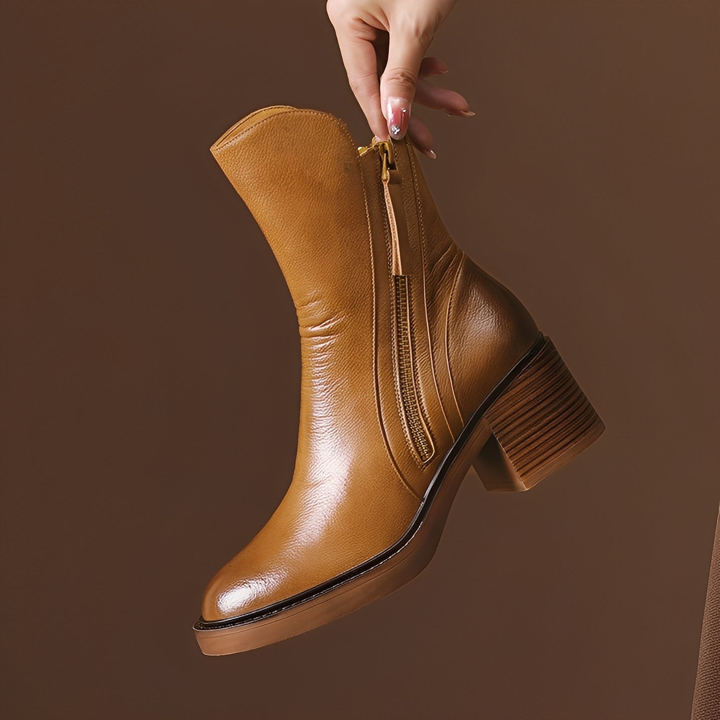 Pamella - Klassische knöchelhohe Lederstiefel für Damen