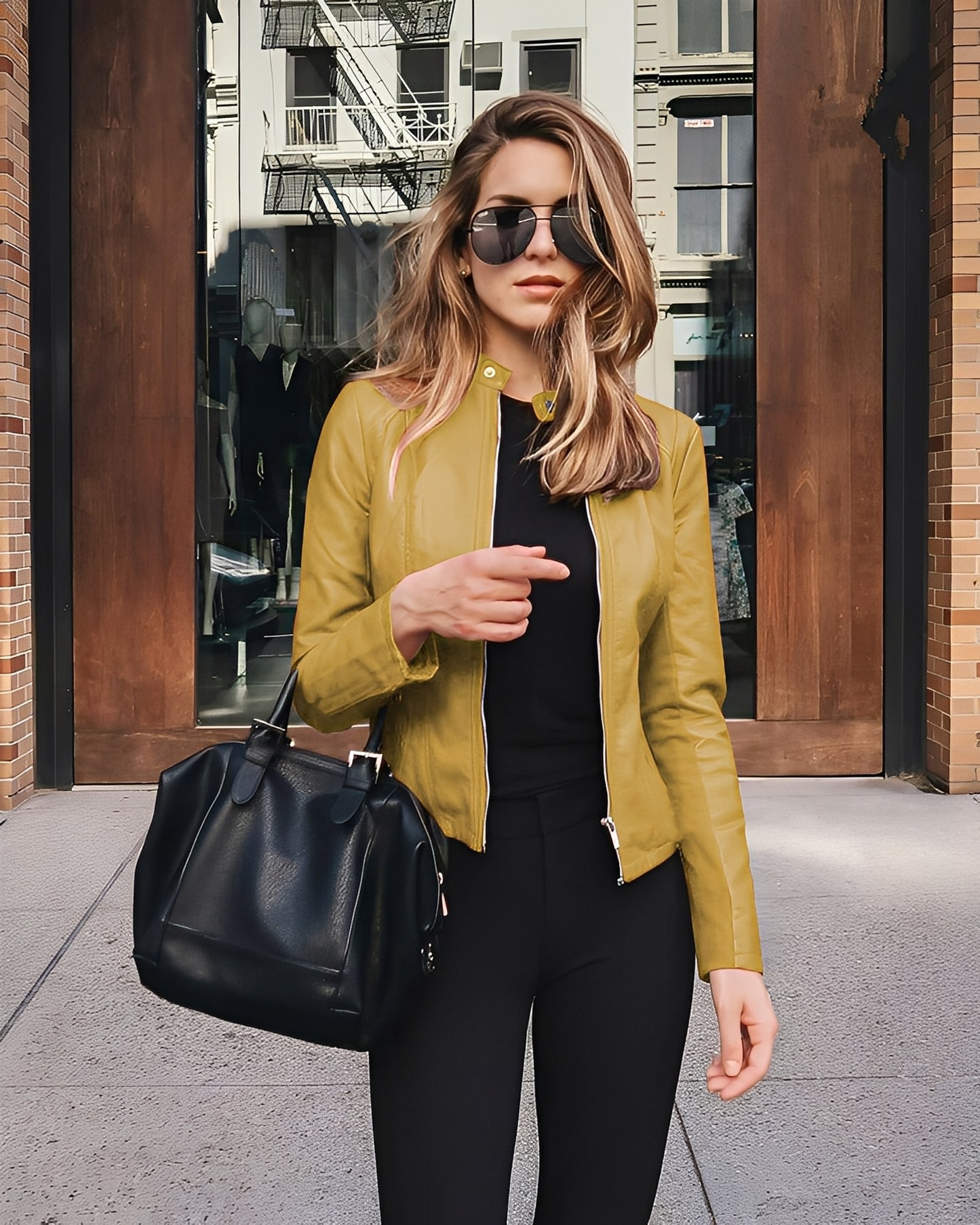 Ashlee - Stilvolle, schmal geschnittene Lederjacke für Damen