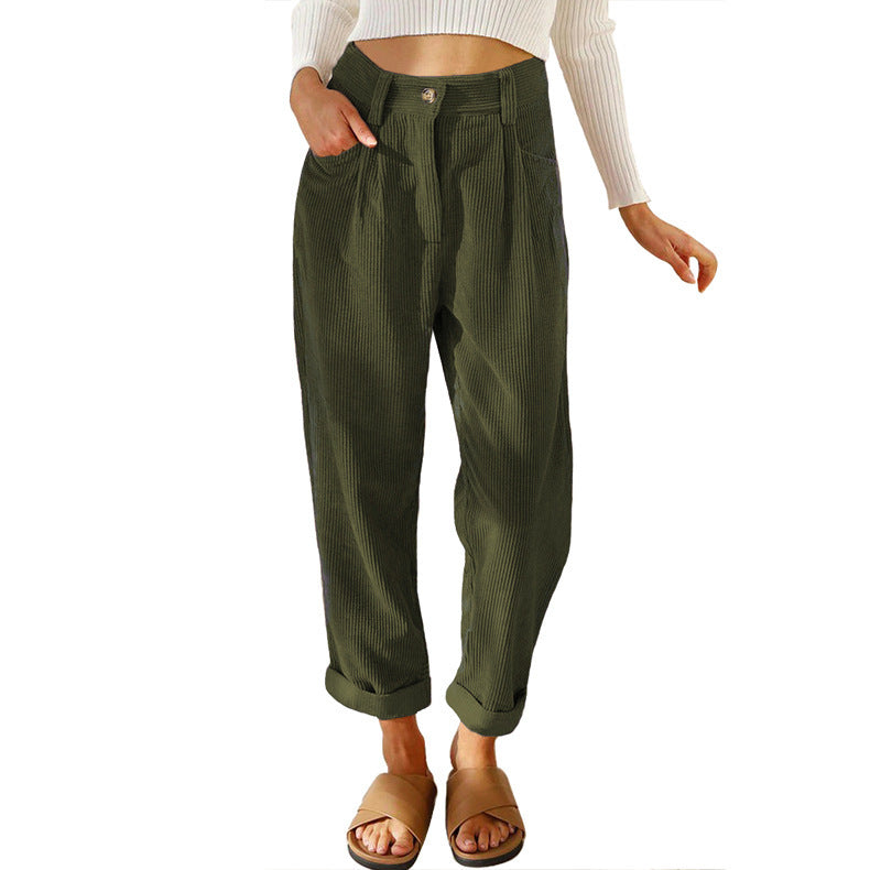 Chelsie - Lässige Cordhose mit hoher Taille für Damen