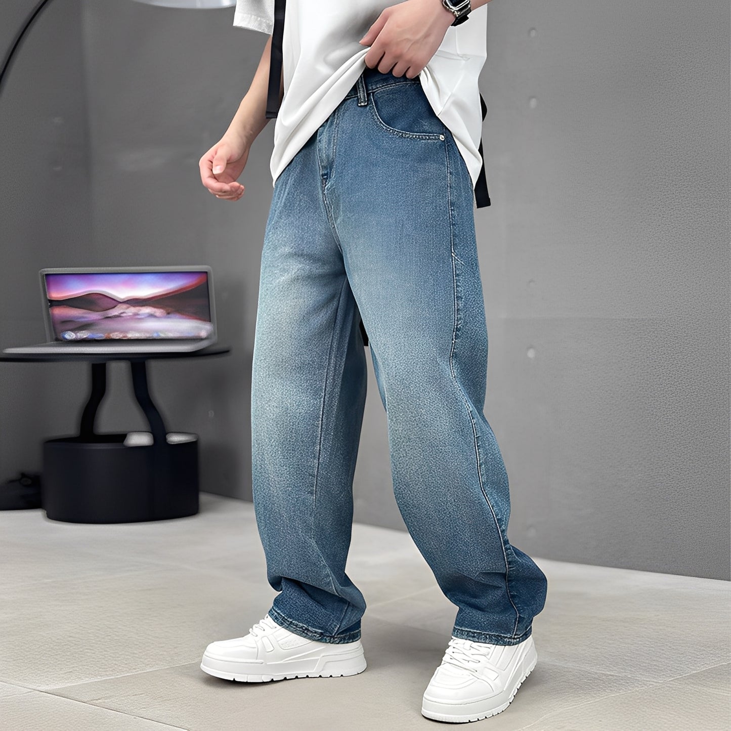 Wendell - Stilvolle Jeans mit weitem Bein für Herren