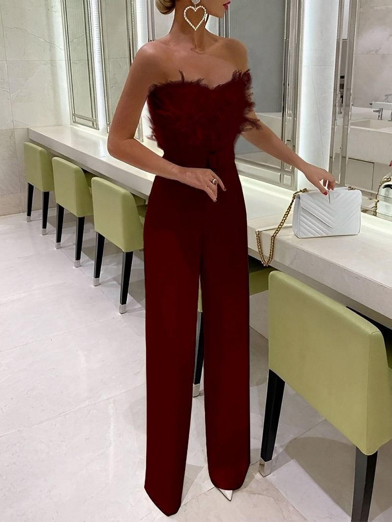 Rachelle - Eleganter Jumpsuit mit Feder-Oberteil für Damen