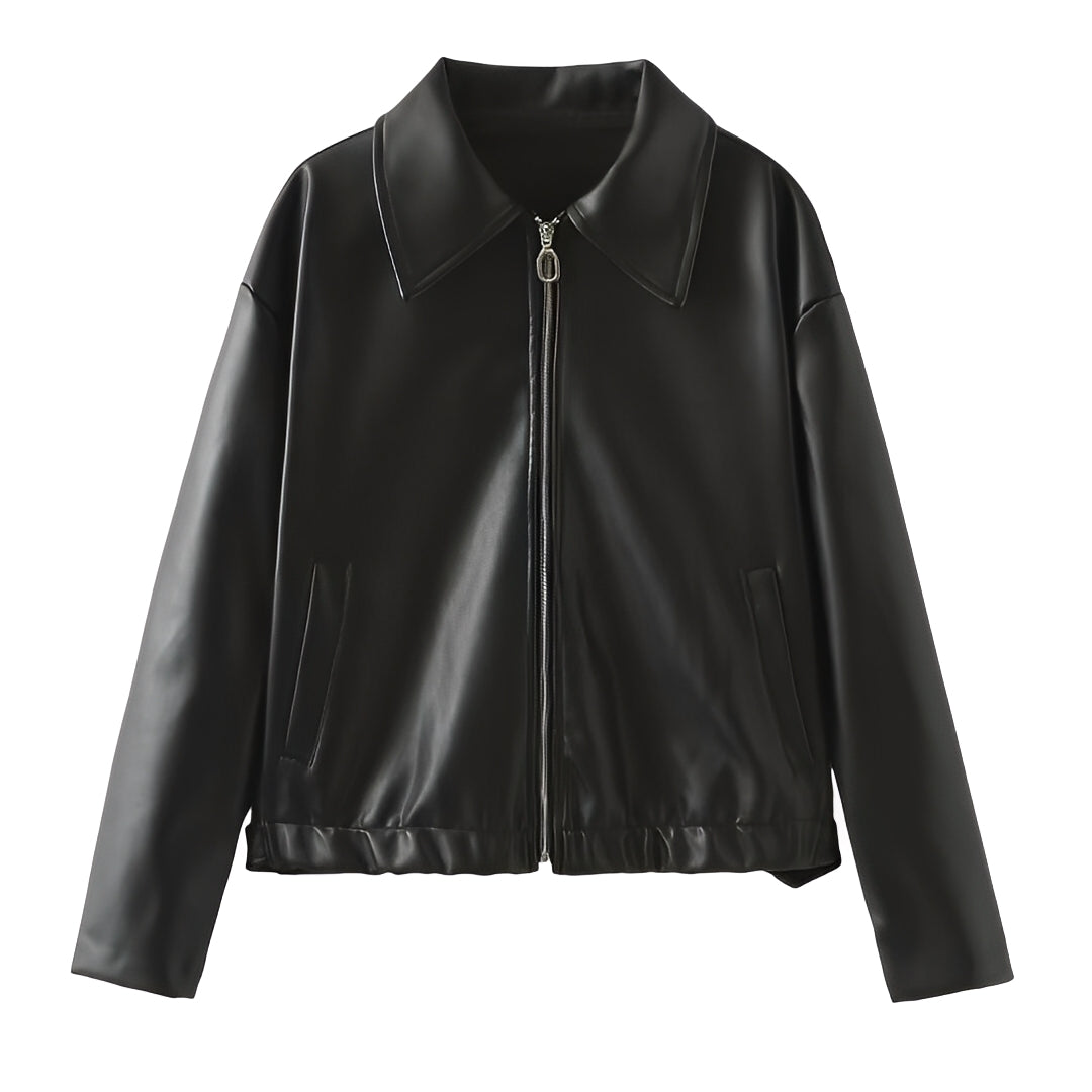 Lesley - Modische Lederjacke mit Reißverschluss für Damen
