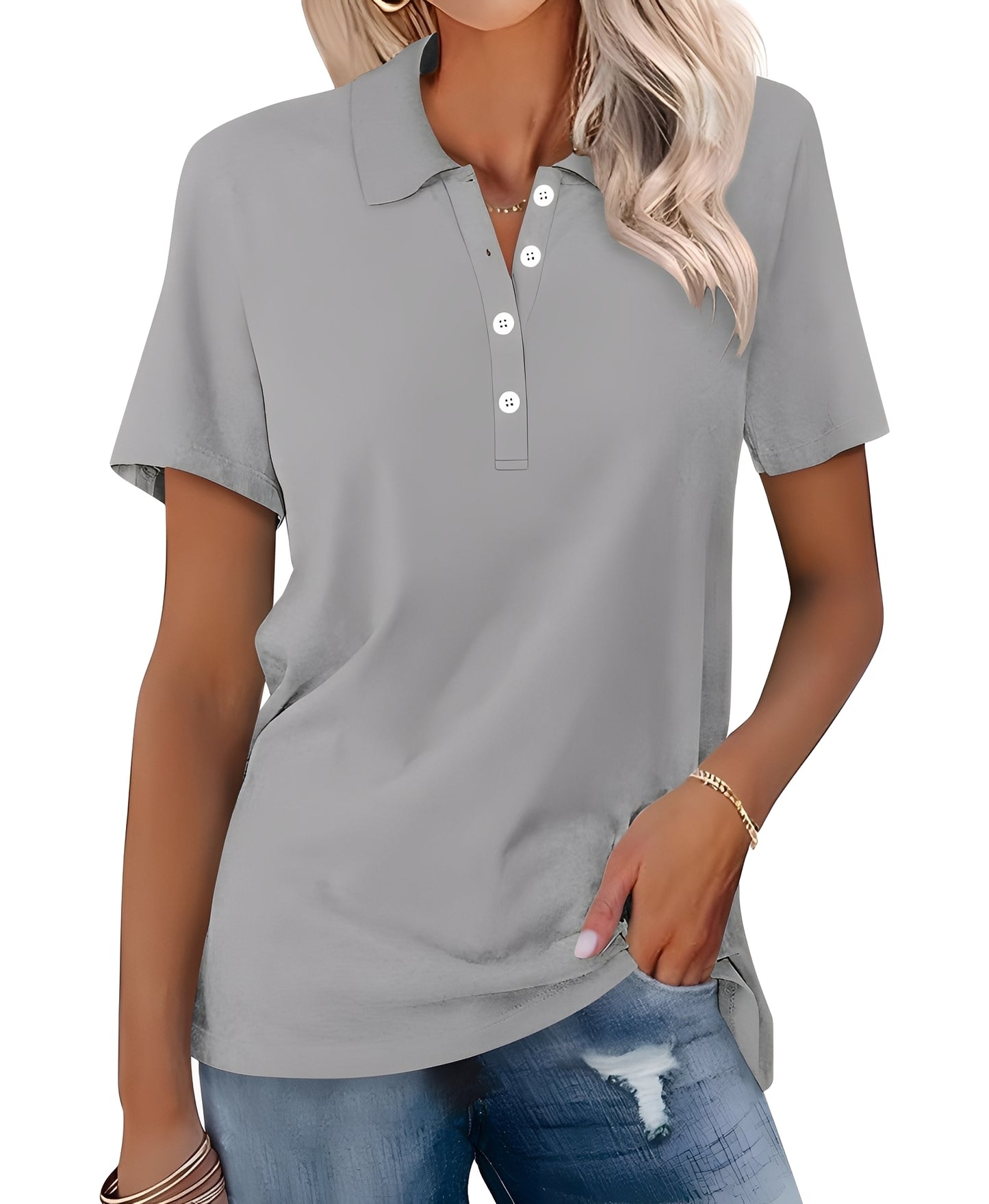 Glenna - Lässiges, schmal geschnittenes Kurzarm-Poloshirt für Damen