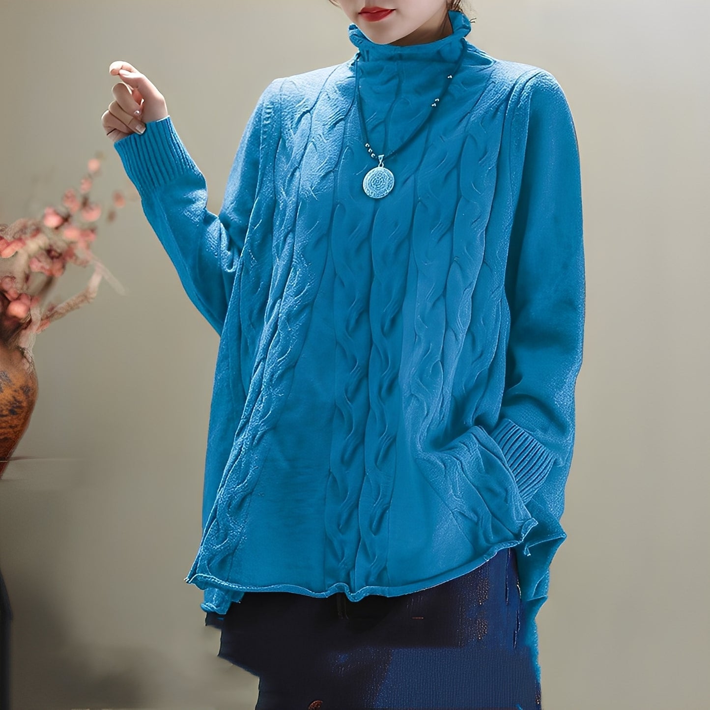 Merla - Lässiger Rollkragenpullover mit Seitenschlitz für Damen