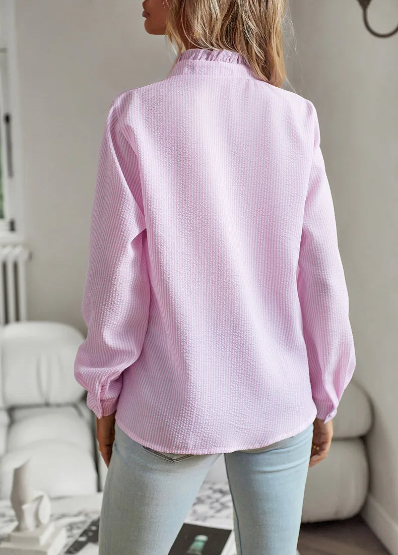 Bridgette - Stilvolle Bluse mit Rüschenstreifen für Damen