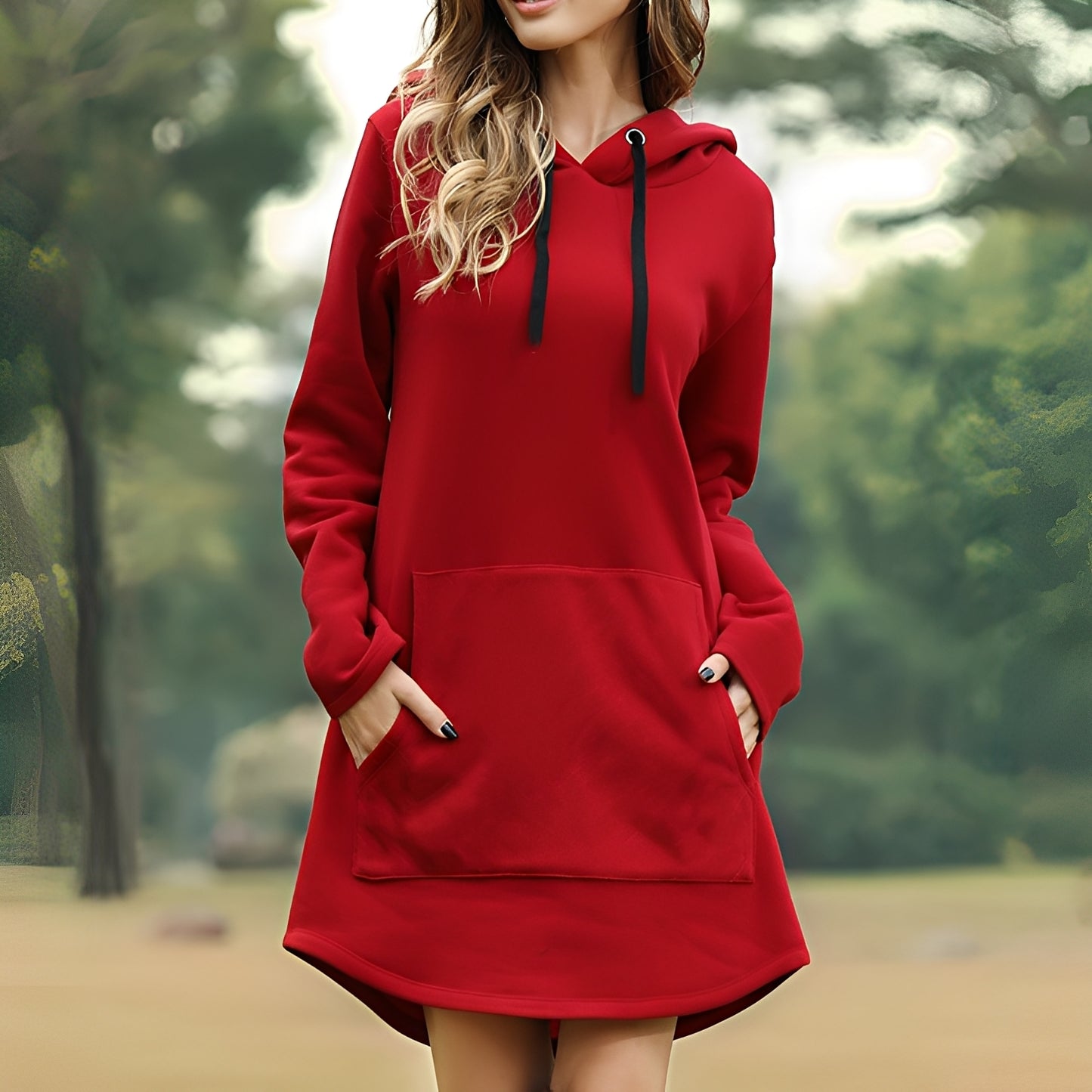 Glenna - Lockeres, langärmeliges Kapuzenkleid für Damen