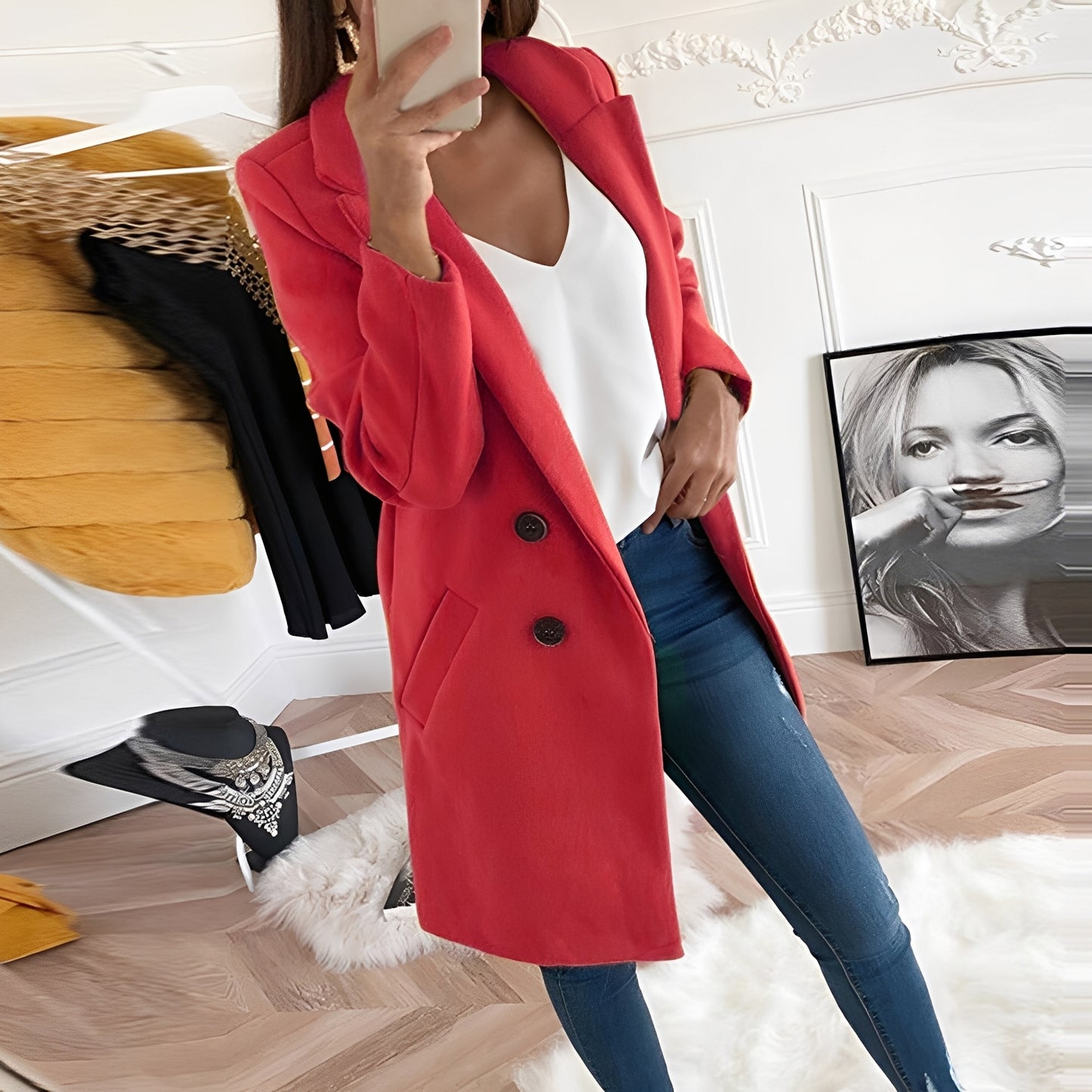 Nichole - Eleganter und warmer langer Mantel für Damen