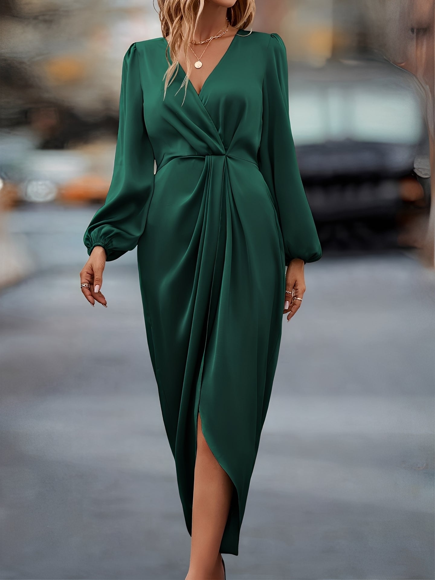 Diantha - Stilvolles Kleid mit geschlitzten Laternenärmeln für Damen