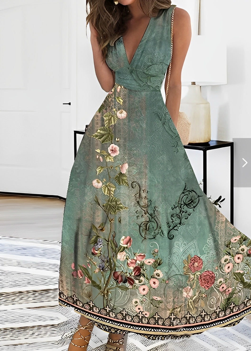 Breanna - Hoch tailliertes Kleid mit Blumenmuster für Damen