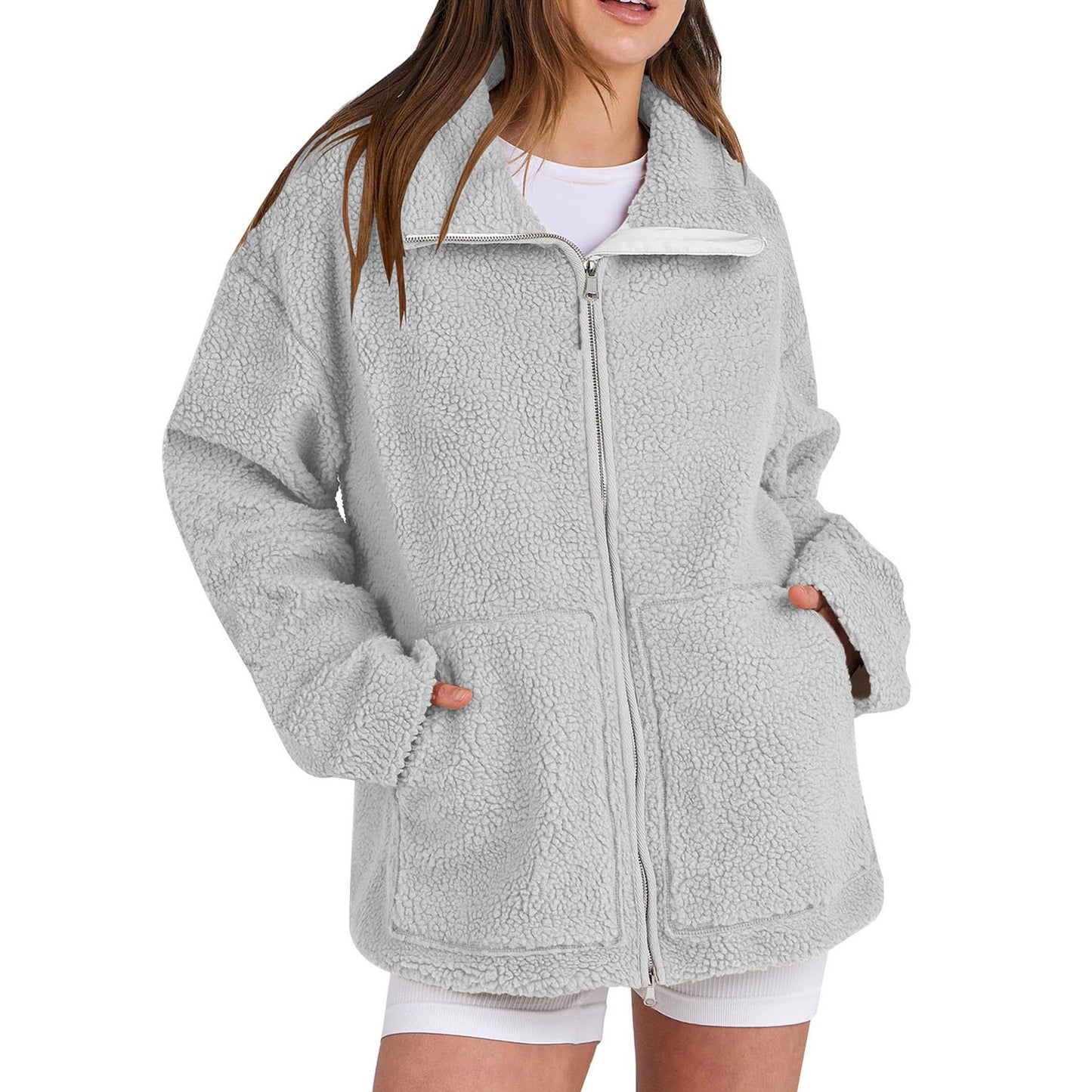 Adamina - Lockerer Wollmantel mit Rollkragen für Damen