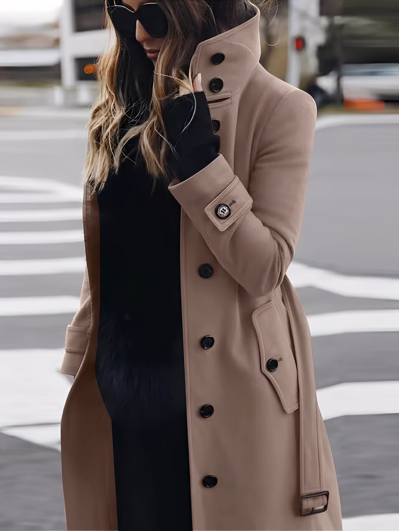 Mikaela - Eleganter, schmal geschnittener Wollmantel für Damen