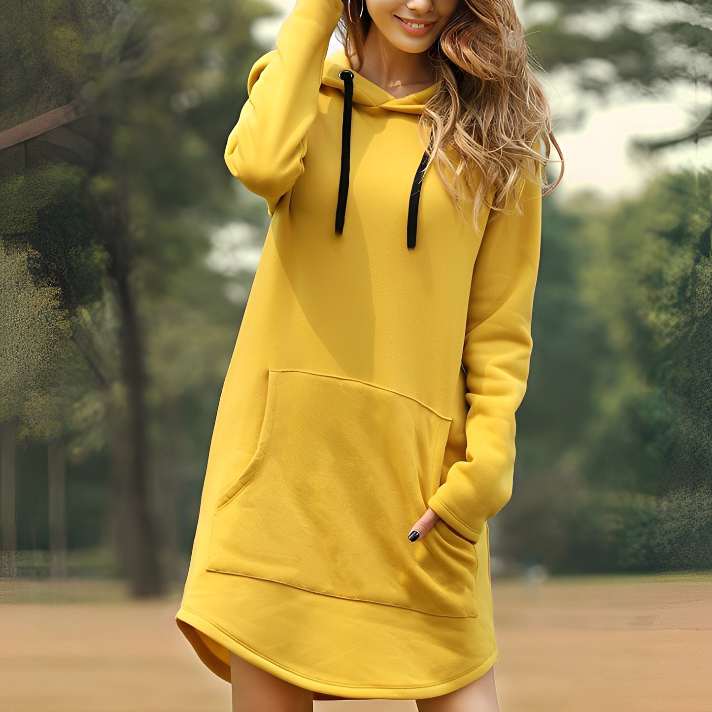 Glenna - Lockeres, langärmeliges Kapuzenkleid für Damen