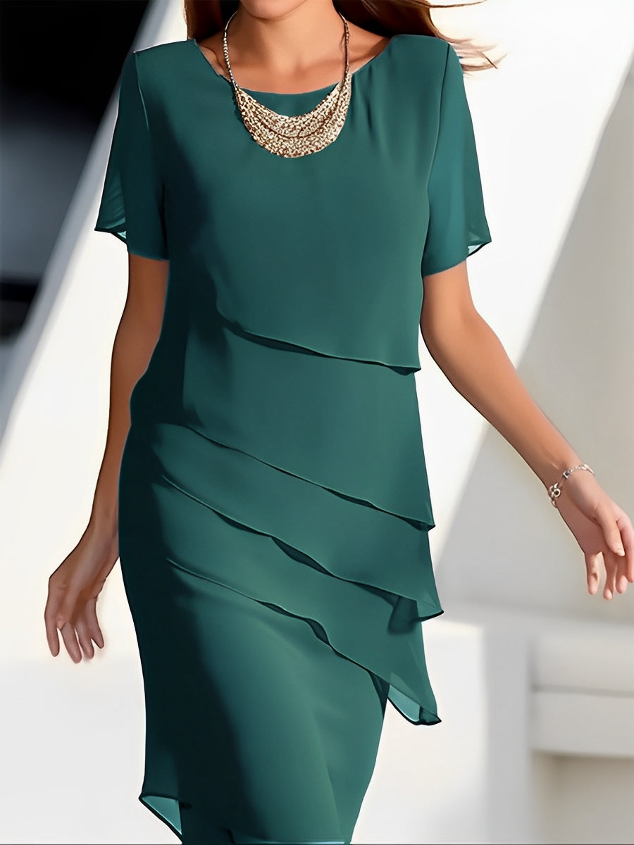 Carmel - Elegantes Chiffonkleid mit Patchwork für Damen