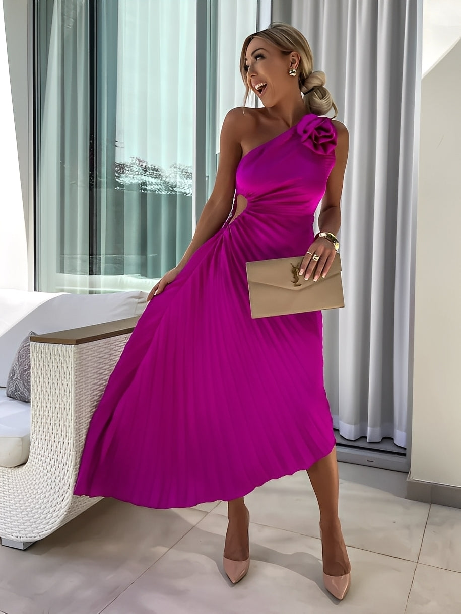 Rachael - Elegantes Plisseekleid mit floralem Schulterbereich für Damen