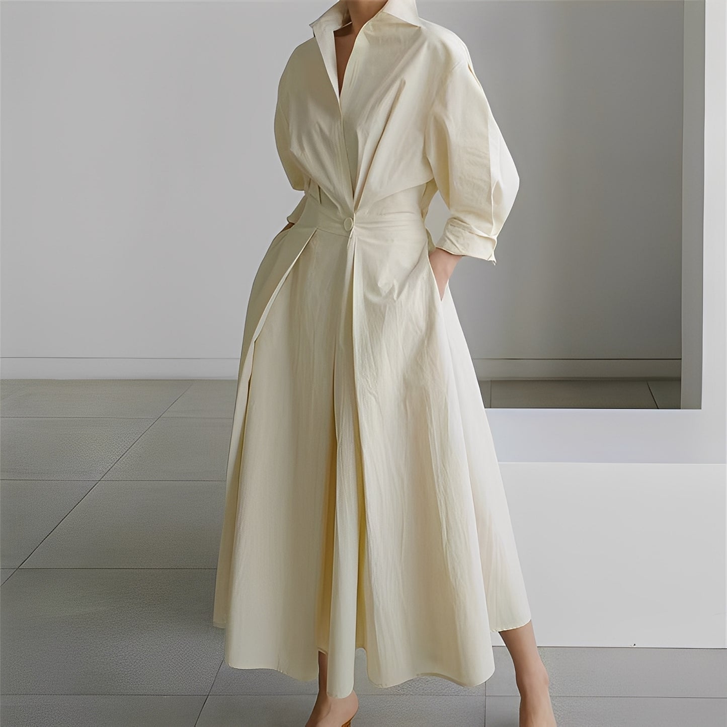 Lavina - Lockeres Langarmkleid mit Taschen für Damen