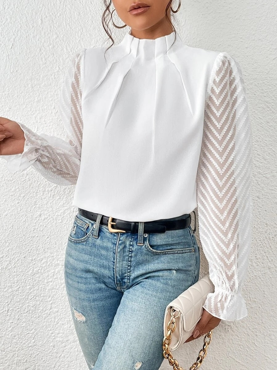 Cassandra - Stilvolles langärmeliges Chiffon-Oberteil für Damen