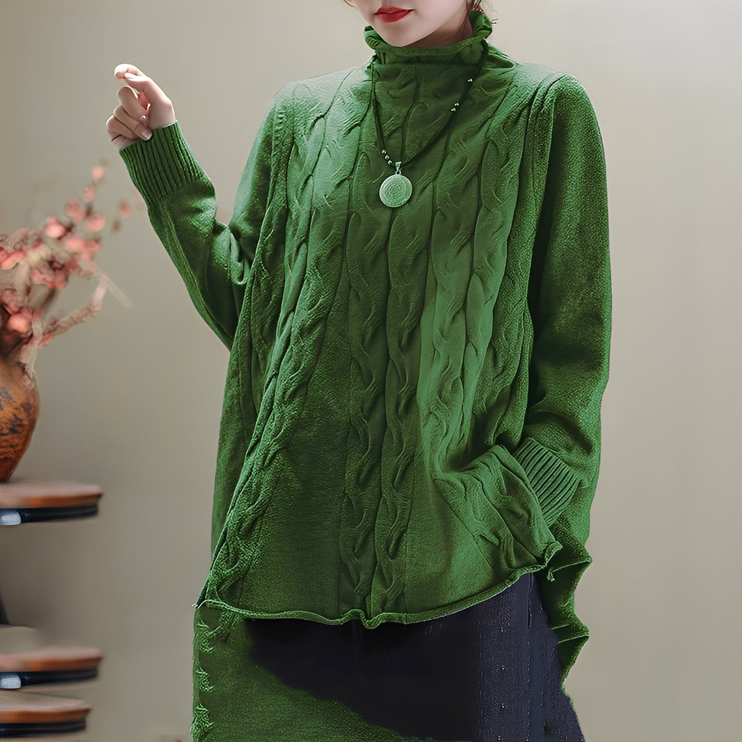 Merla - Lässiger Rollkragenpullover mit Seitenschlitz für Damen