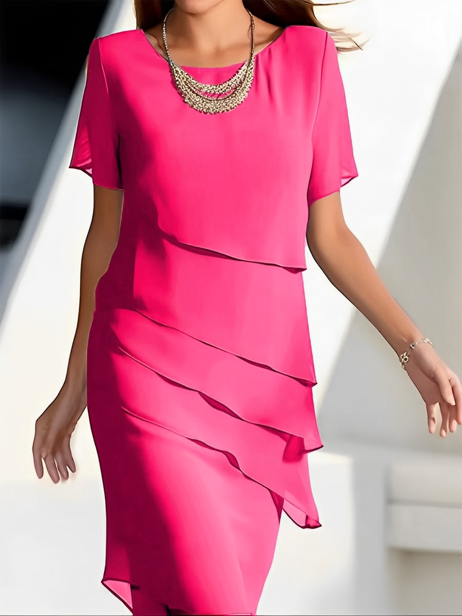 Carmel - Elegantes Chiffonkleid mit Patchwork für Damen