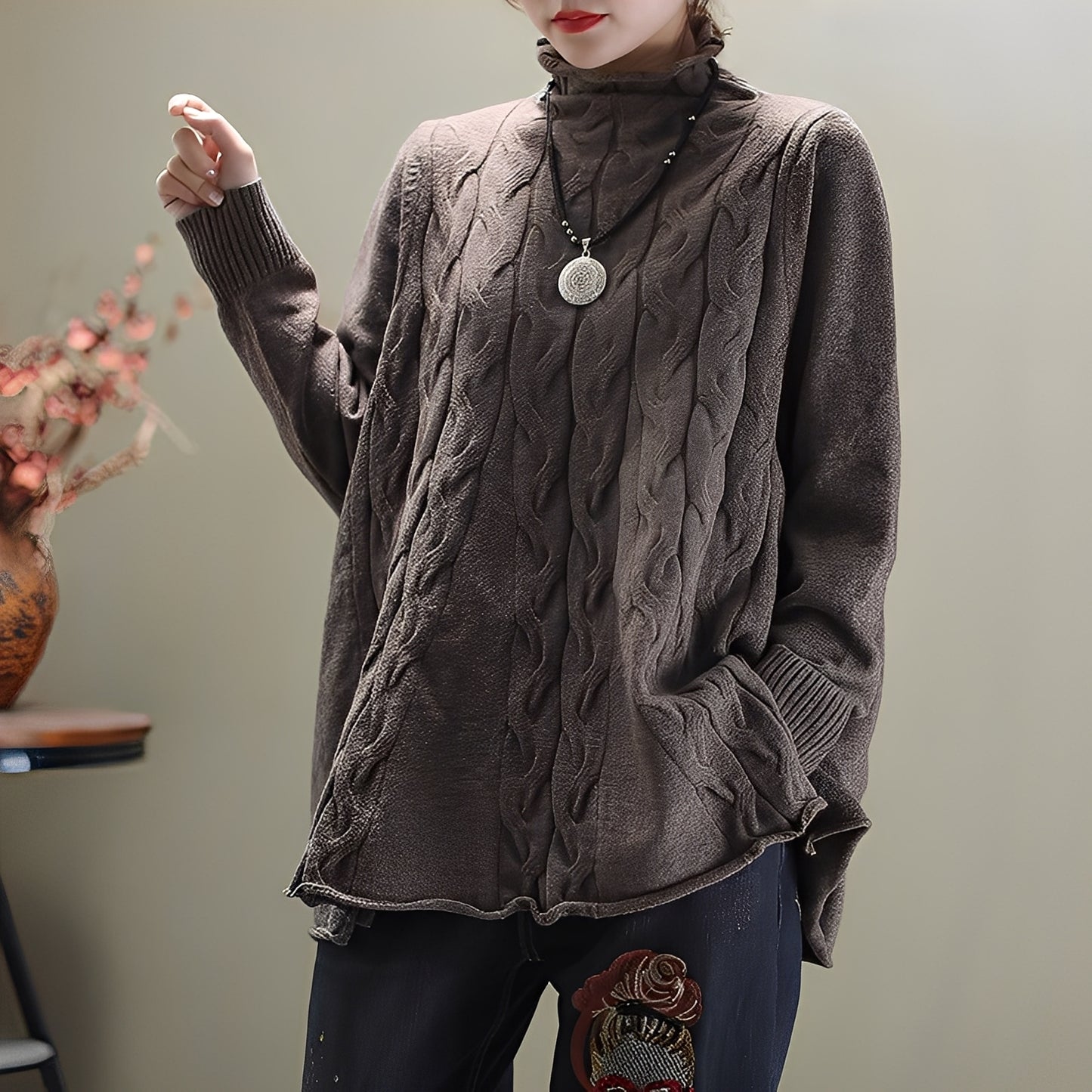 Merla - Lässiger Rollkragenpullover mit Seitenschlitz für Damen