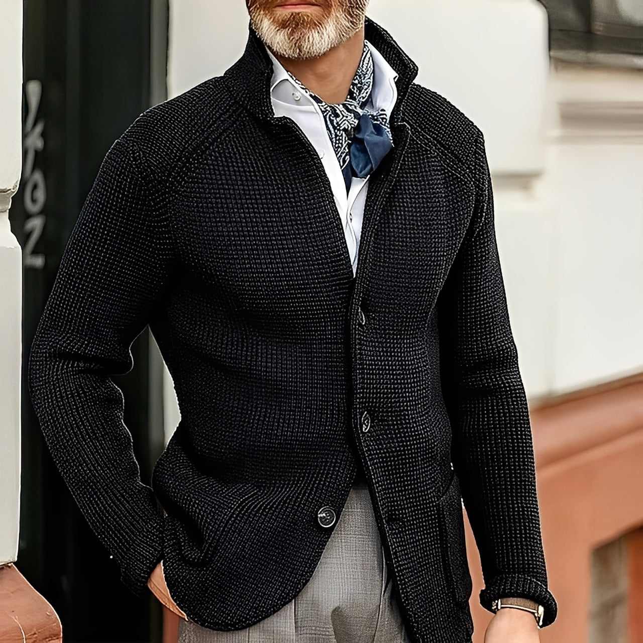 Kayden - Stilvolle Strickjacke mit Stehkragen für Herren