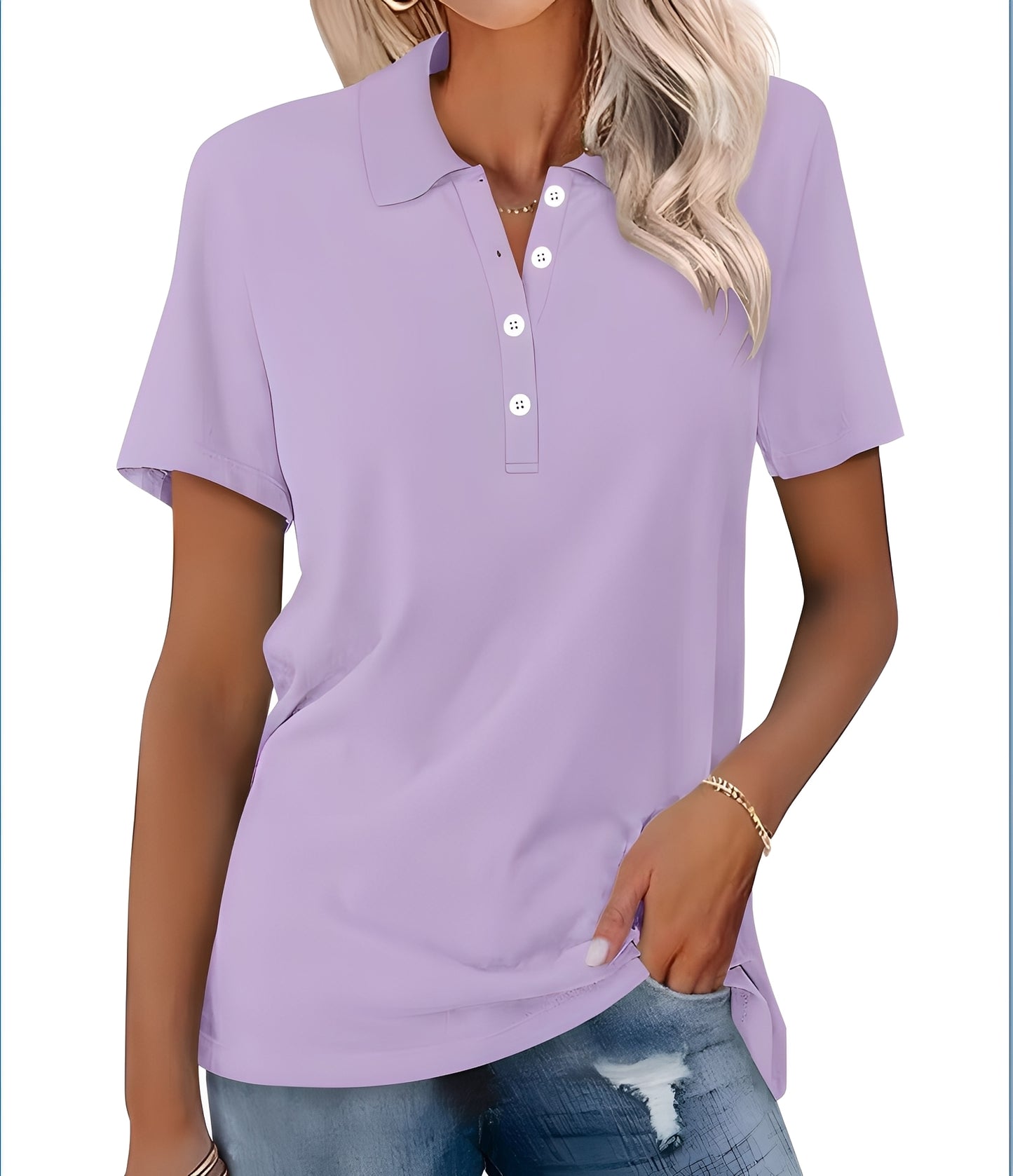Glenna - Lässiges, schmal geschnittenes Kurzarm-Poloshirt für Damen