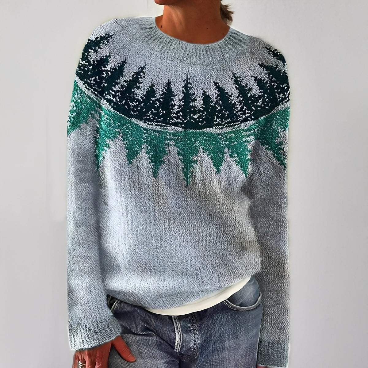 Heather - Klassischer Strickpullover mit Muster für Damen