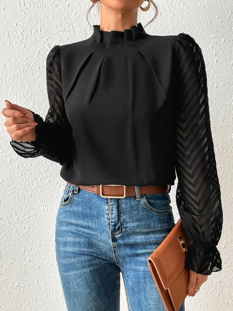 Cassandra - Stilvolles langärmeliges Chiffon-Oberteil für Damen