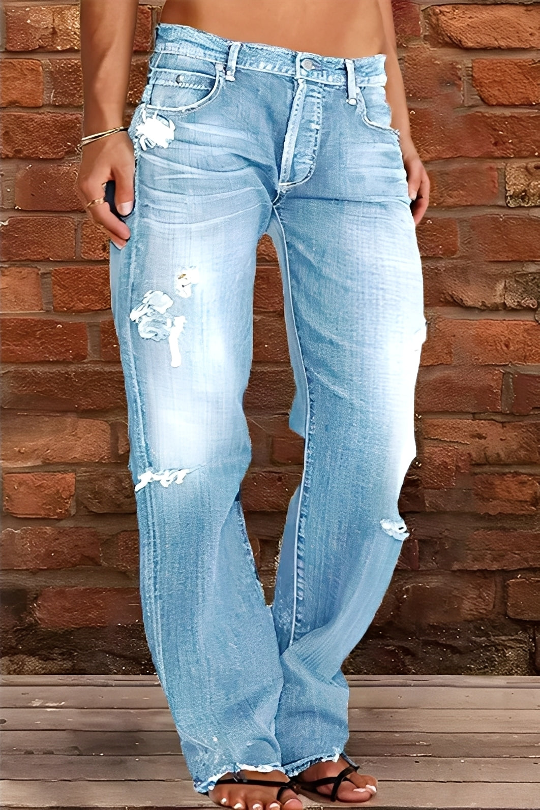 Demetria - Klassische Washed-Jeans mit niedriger Taille für Damen