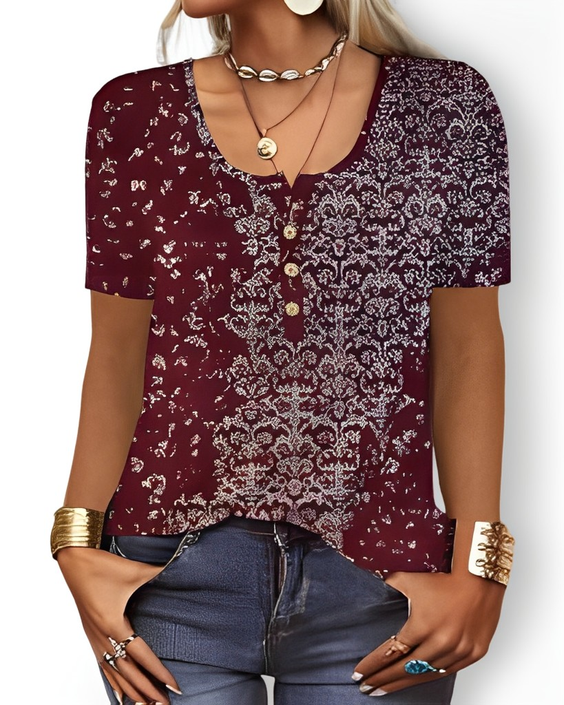 Charlee - Lockere Boho-Bluse mit V-Ausschnitt für Damen