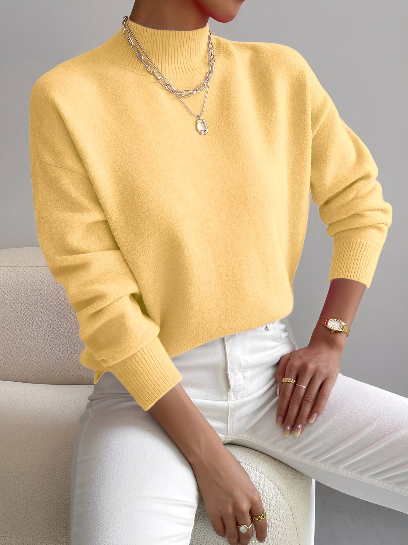 Roxana - Eleganter Strickpullover mit halbem Kragen für Damen
