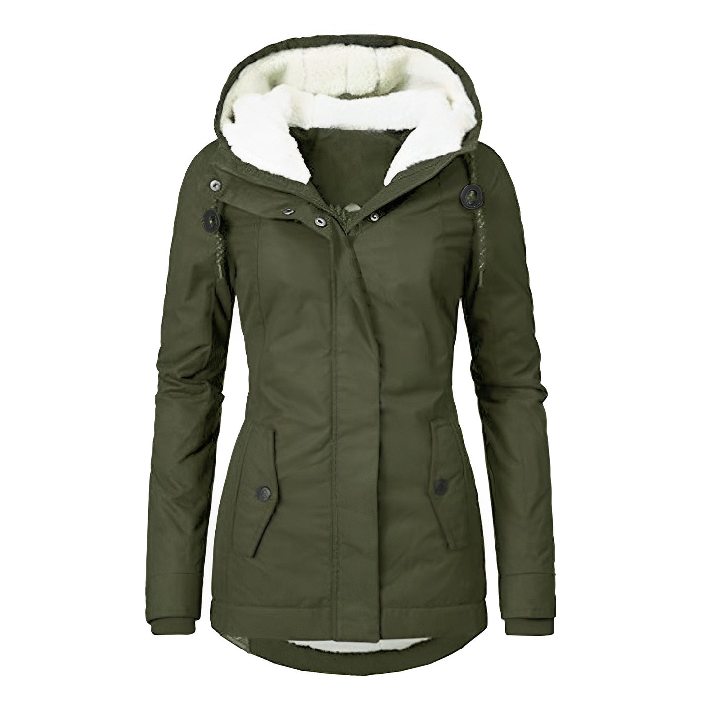 Angelica - Warmer Plisseemantel mit Kapuze für Damen
