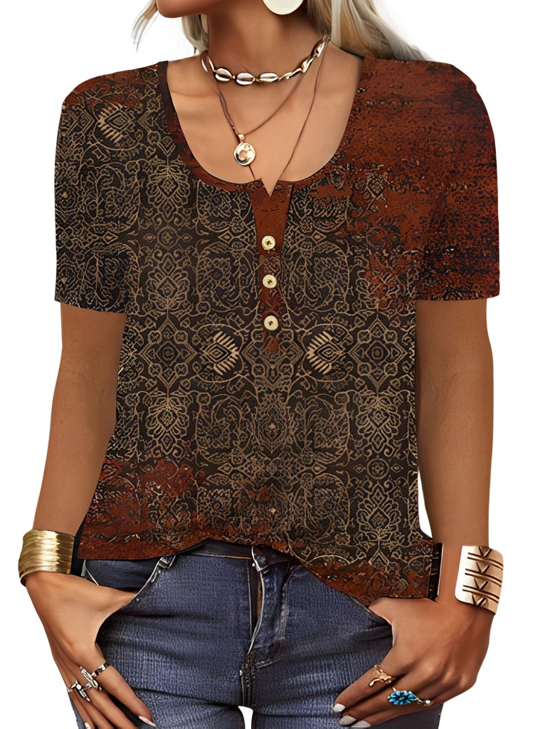 Charlee - Lockere Boho-Bluse mit V-Ausschnitt für Damen