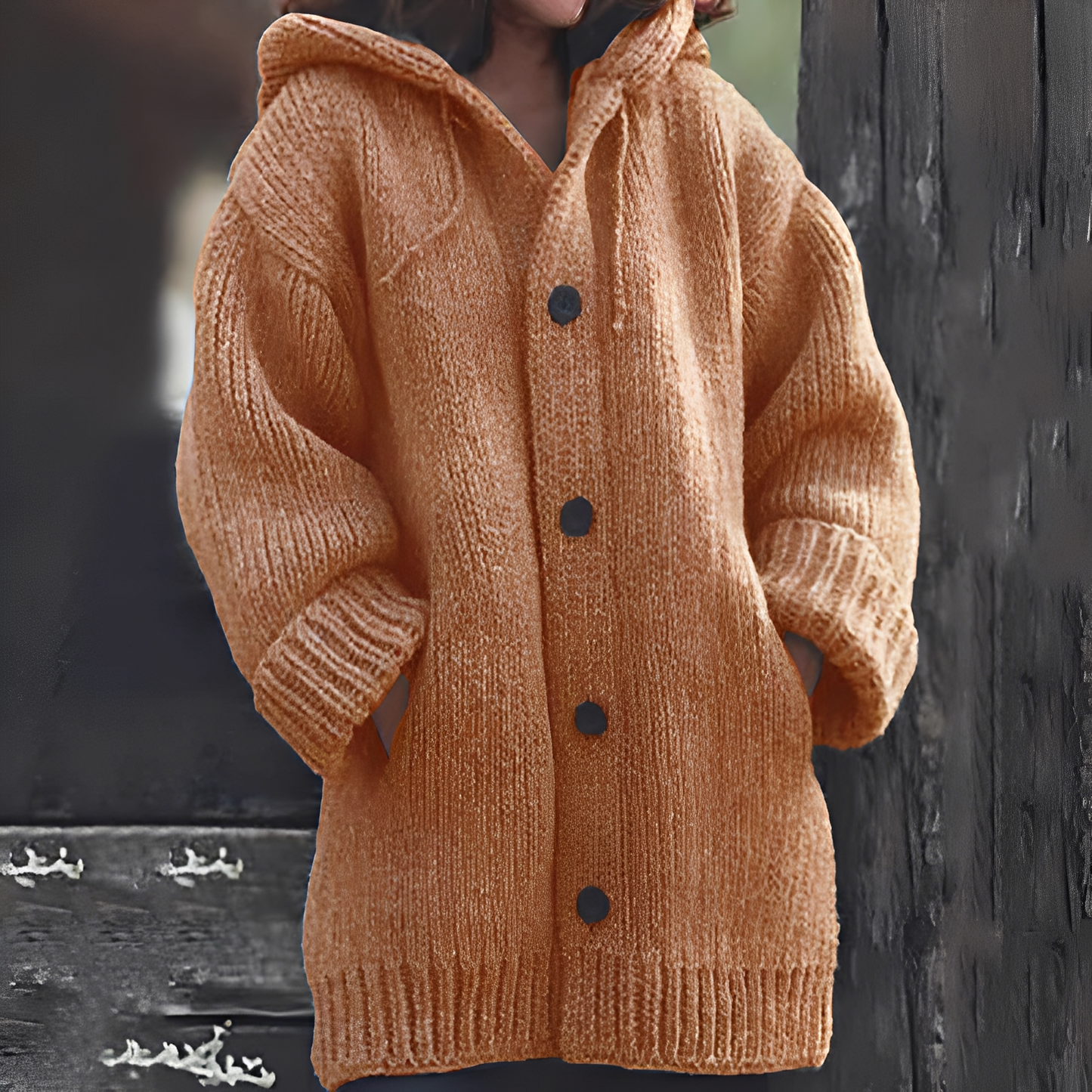 Jaqueline - Gemütliche Strickjacke mit Kapuze für Damen