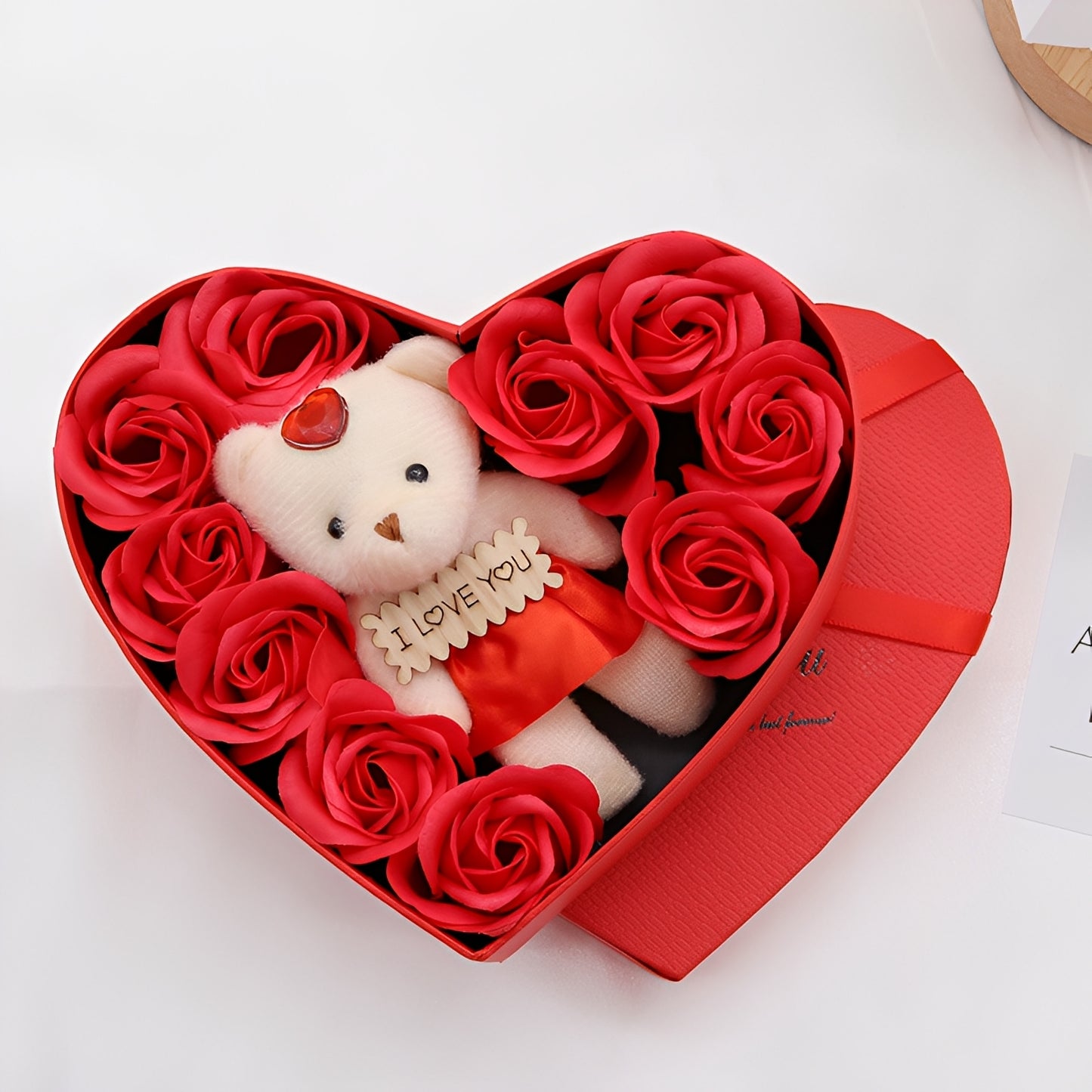 Heartley - Rosenbär Herzförmiges Geschenk zum Valentinstag