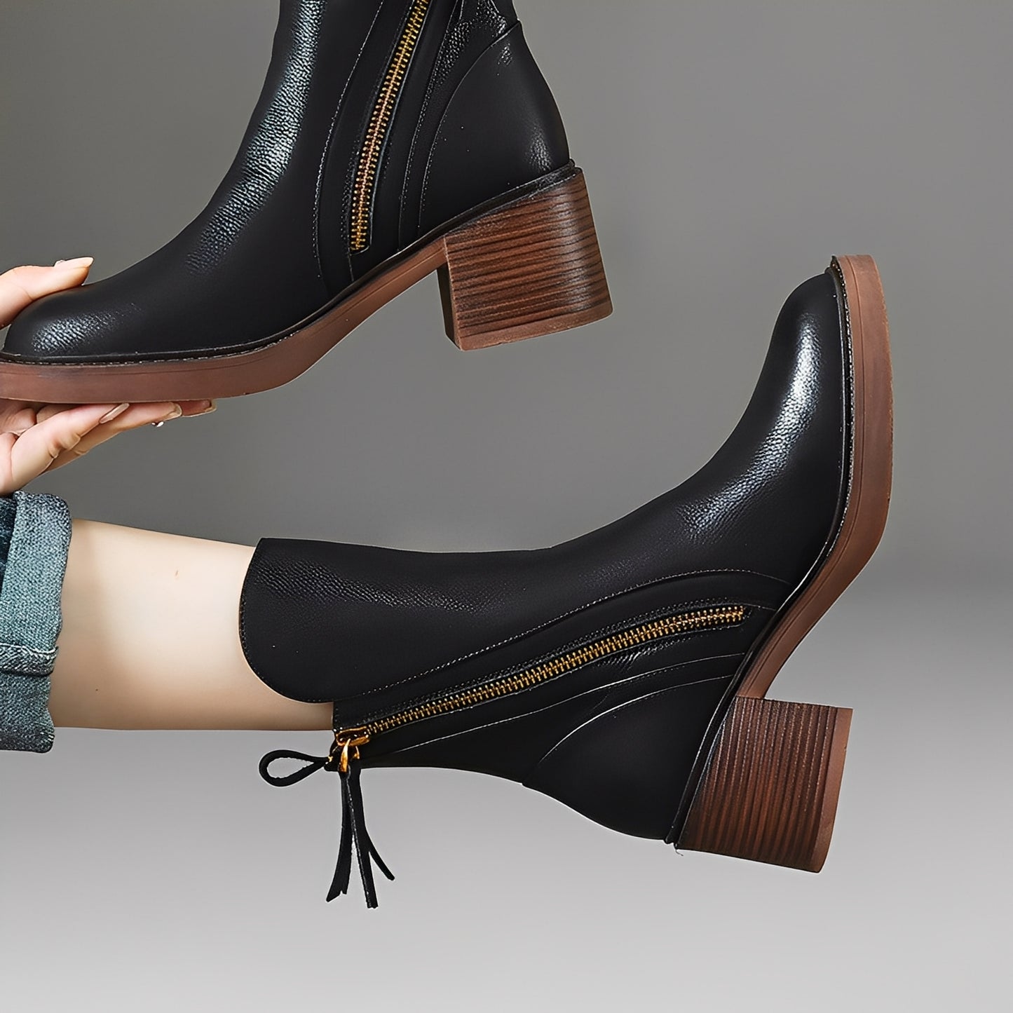Pamella - Klassische knöchelhohe Lederstiefel für Damen