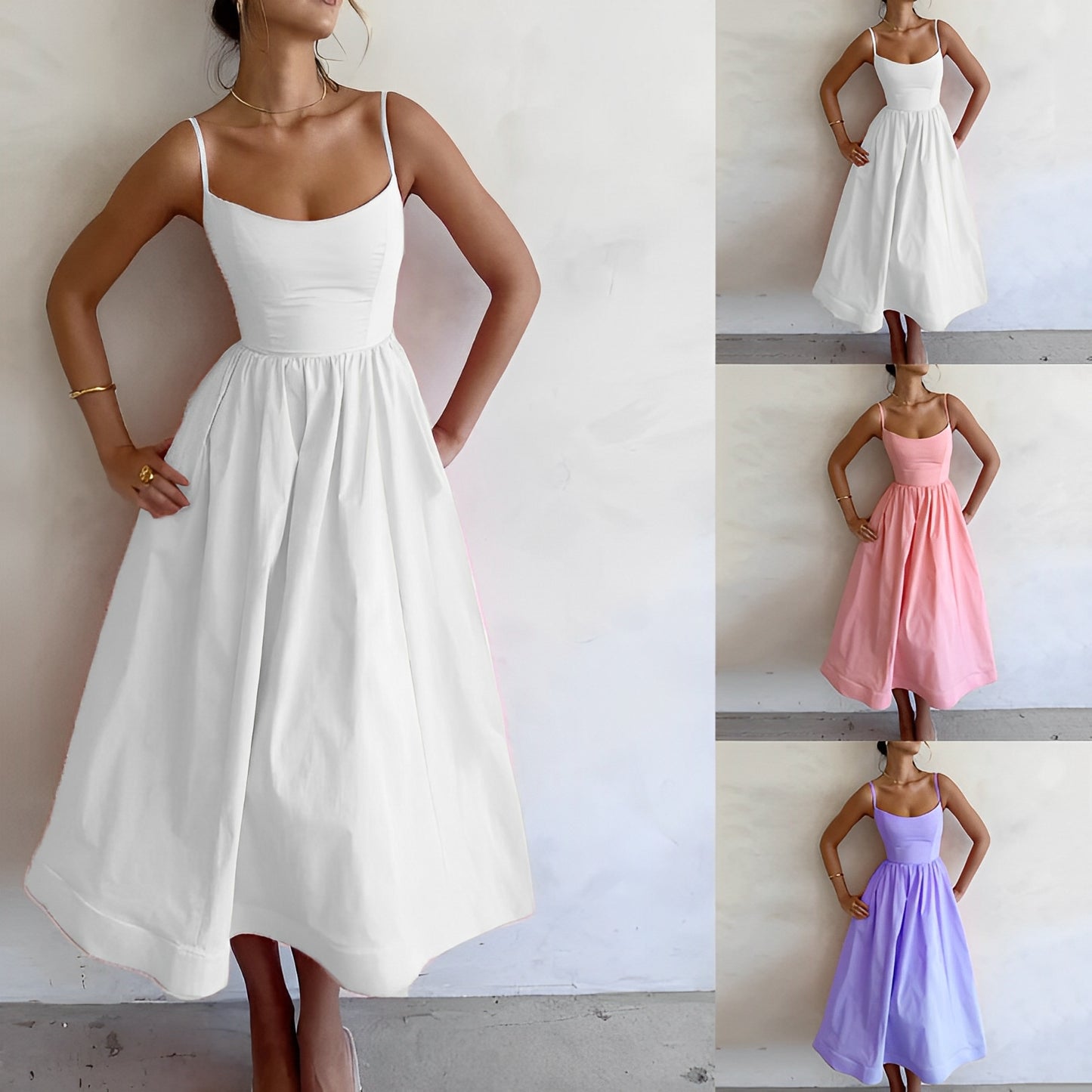 Selena - Fließendes Midikleid für Damen für den Weg zur Arbeit