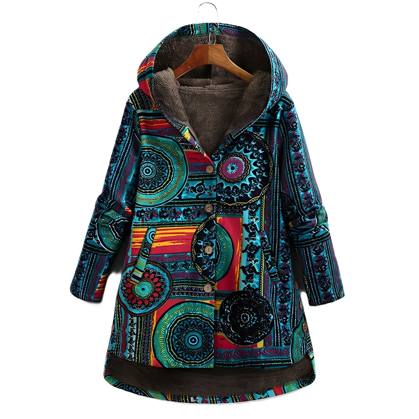 Griselda - Kapuzenjacke mit ethnischem Blumenmuster für Damen