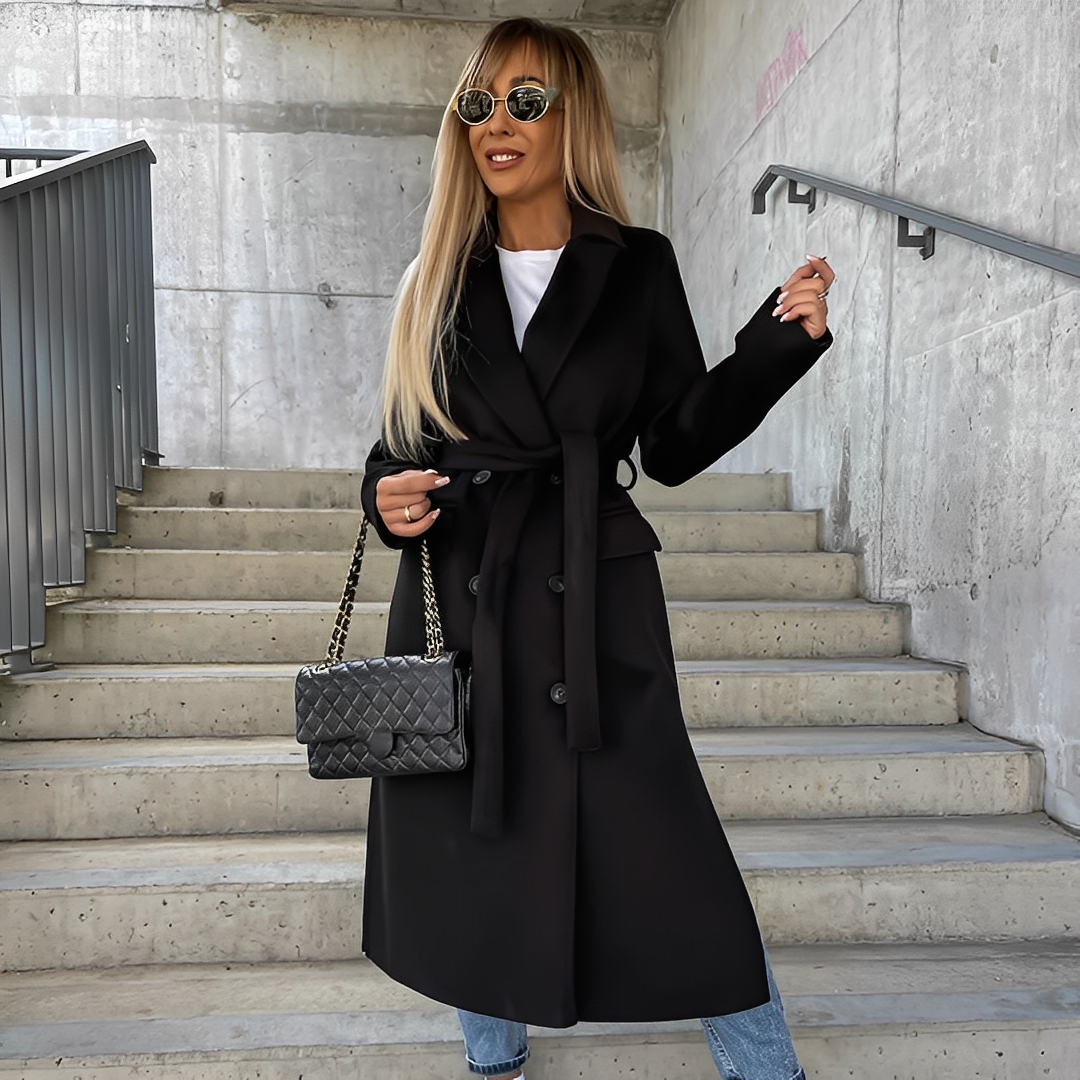 Lydie - Damen-Trenchcoat im traditionellen Look mit langen Ärmeln