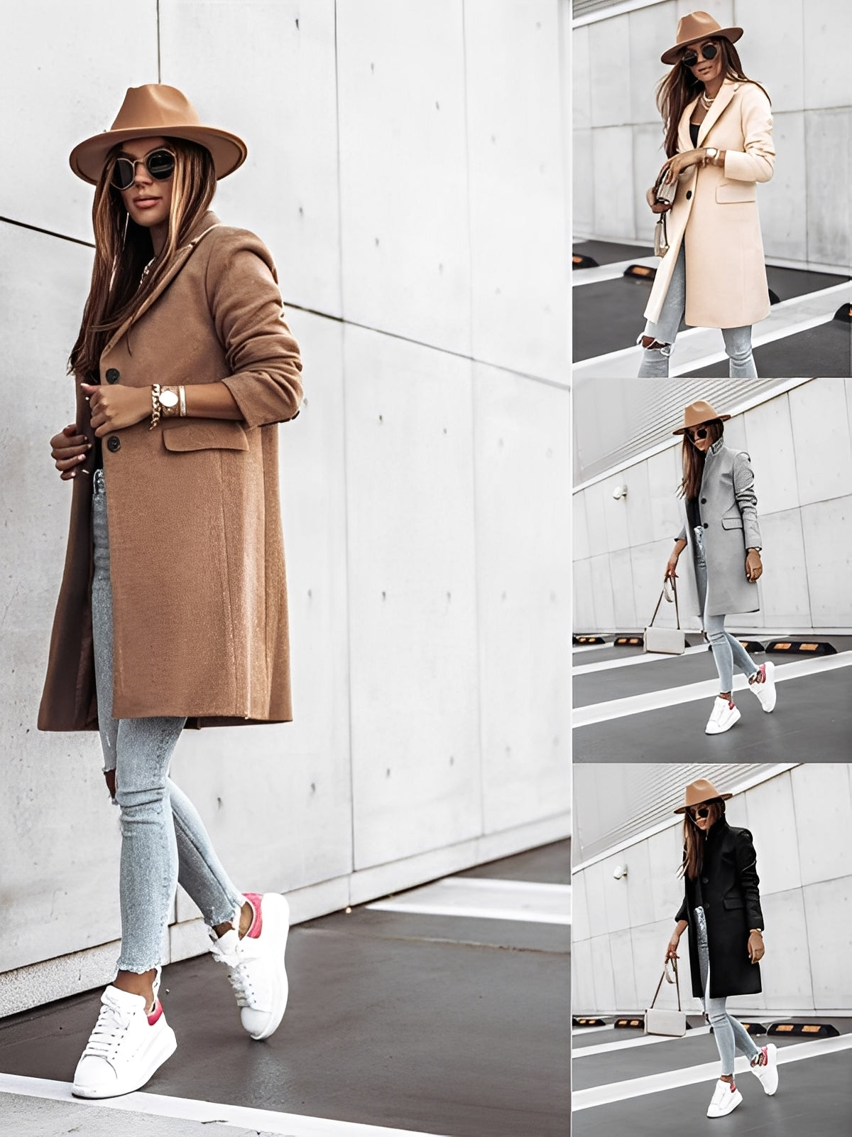 Rhetta - Eleganter Wollmantel mit Knöpfen für Damen